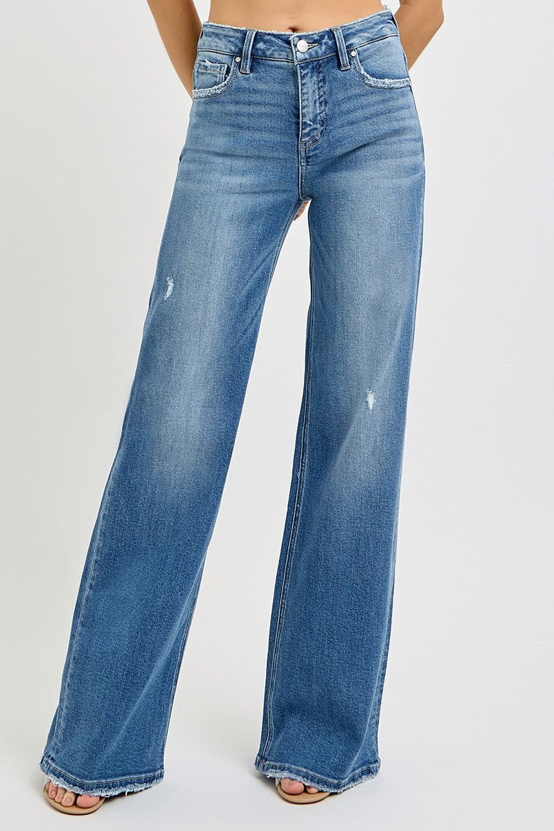 Tummy Control High Rise Wide Leg Jeans by Risen