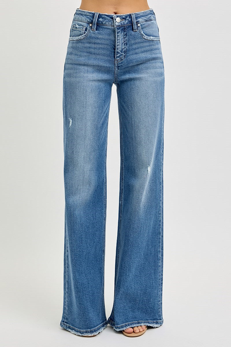 Tummy Control High Rise Wide Leg Jeans by Risen
