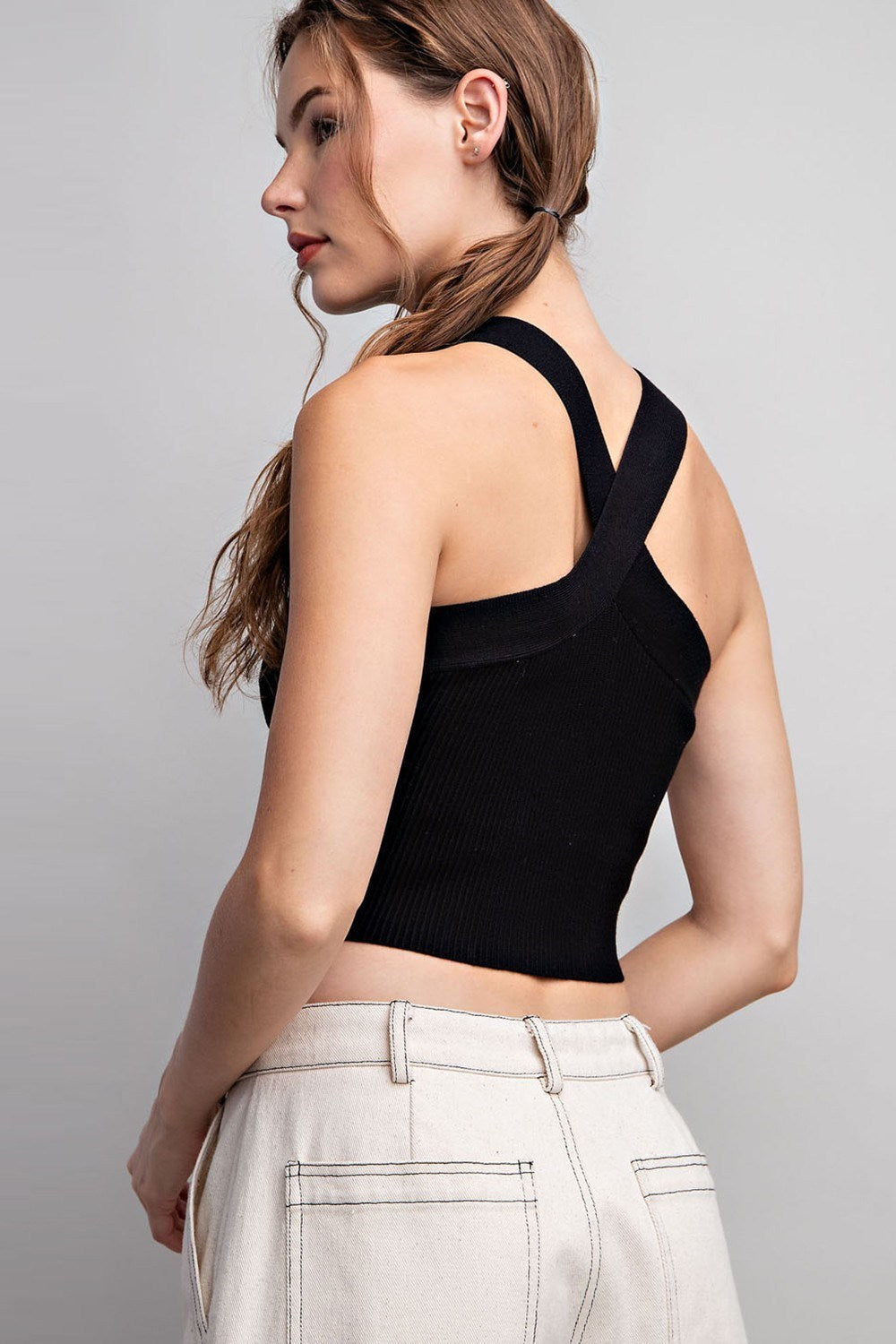 Halter Neck Tank Top in Black by ee:some