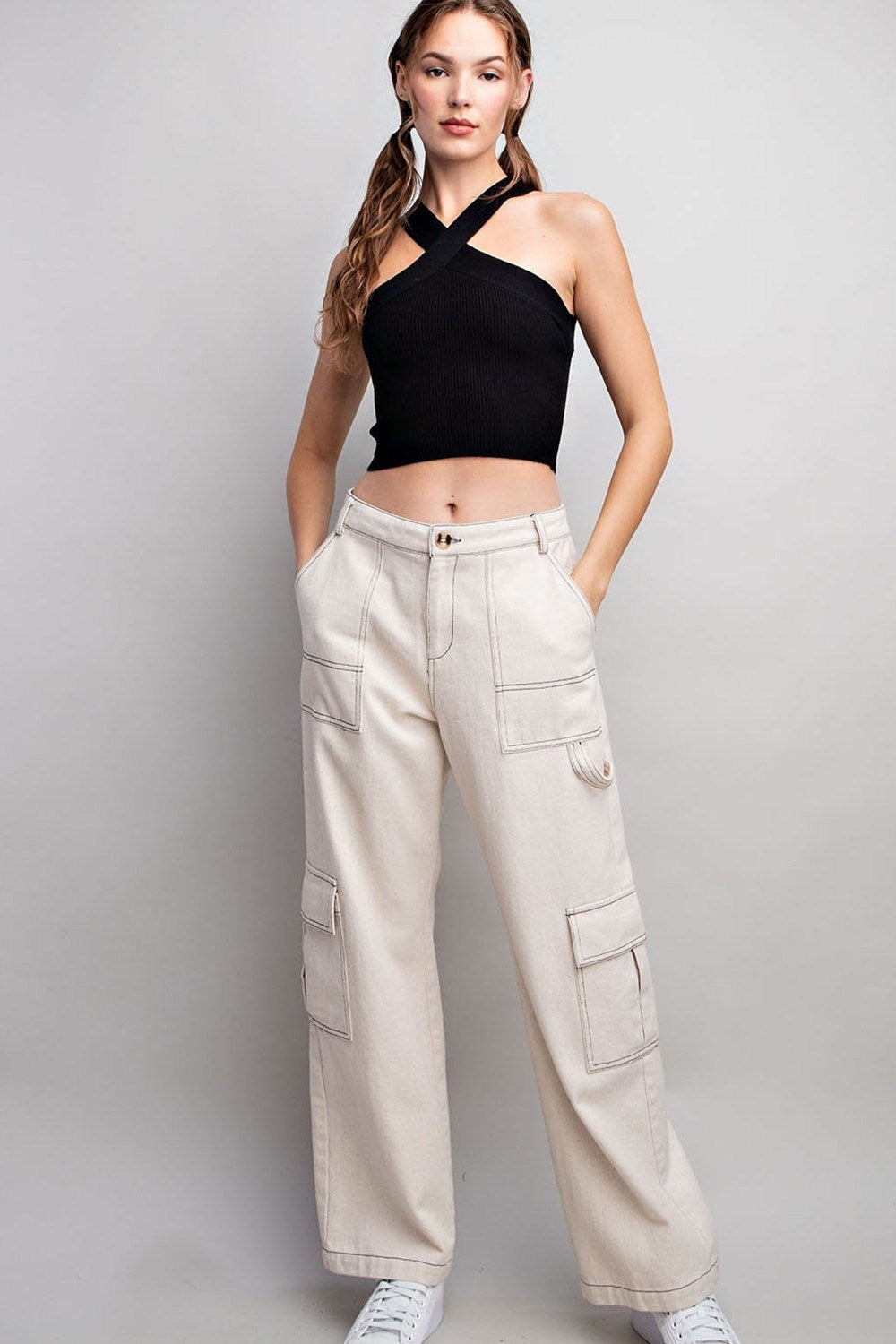 Halter Neck Tank Top in Black by ee:some