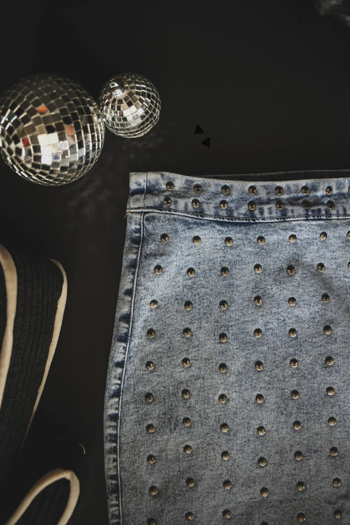 Studded Dreamz Denim Skirt by 2 Fly Co
