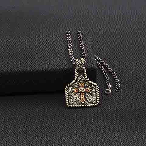 Men's Cross Tag Silver Strike 24" Necklace