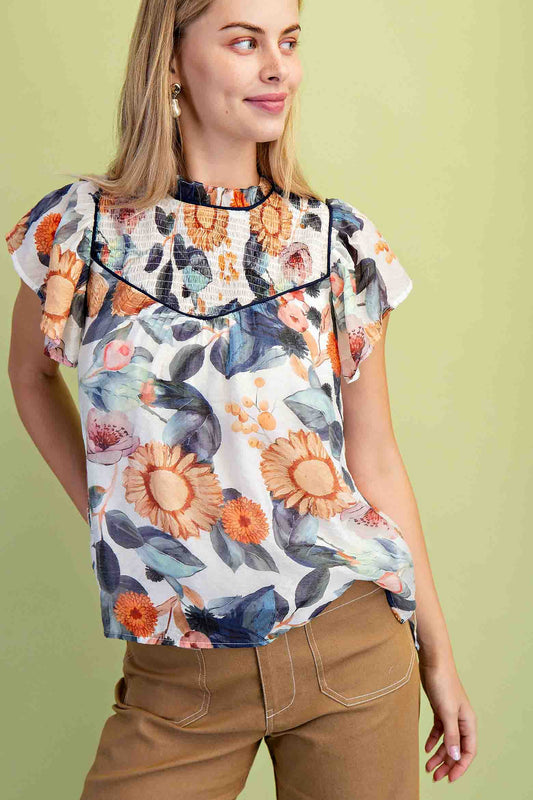 Floral SSL Blouse in Midnight Mix by GiGio