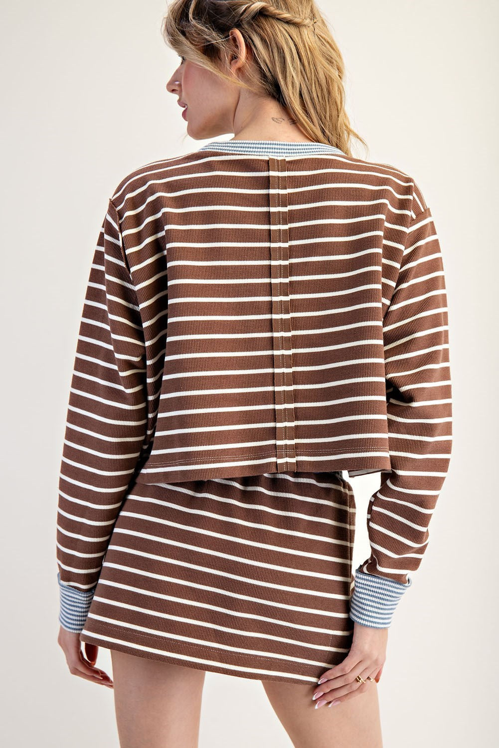 Striped Cropped Long Sleeve Top by ee:some