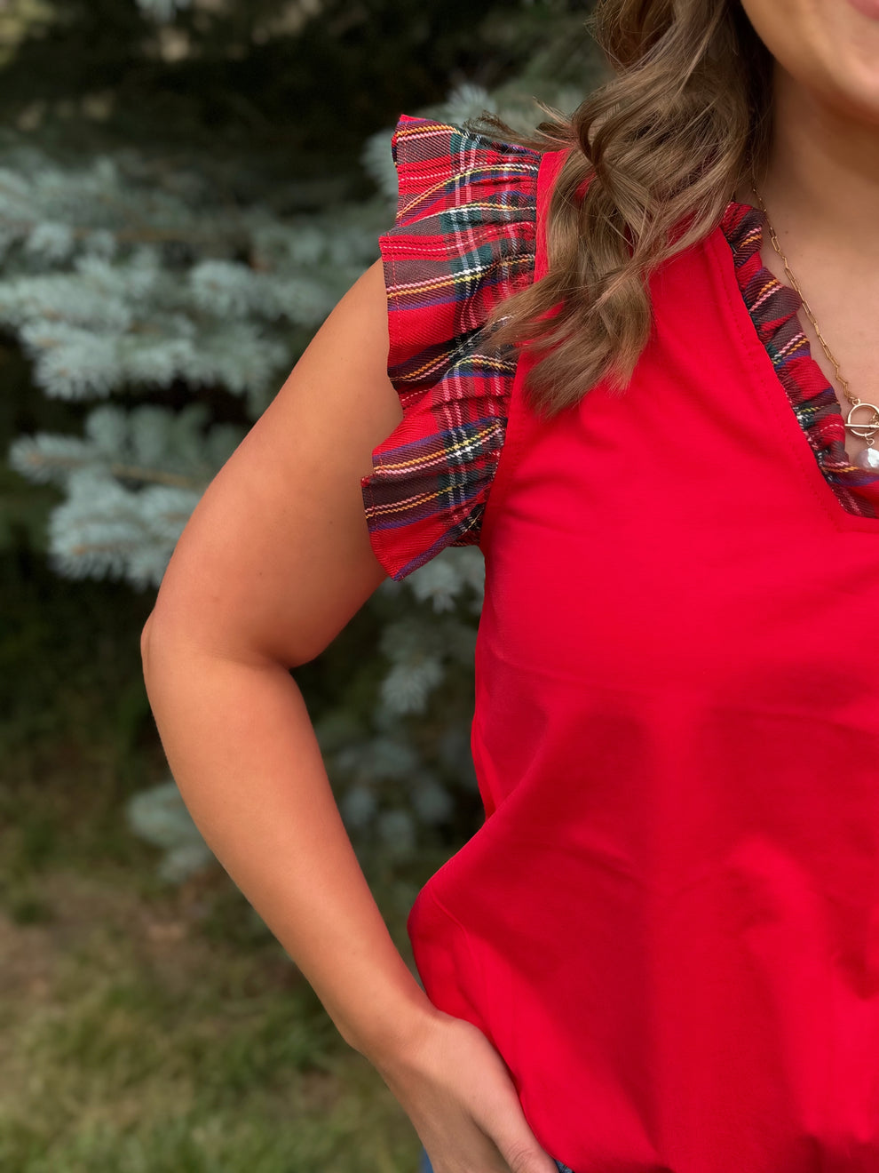 Eve Top in Red Multi by Washco Apparel