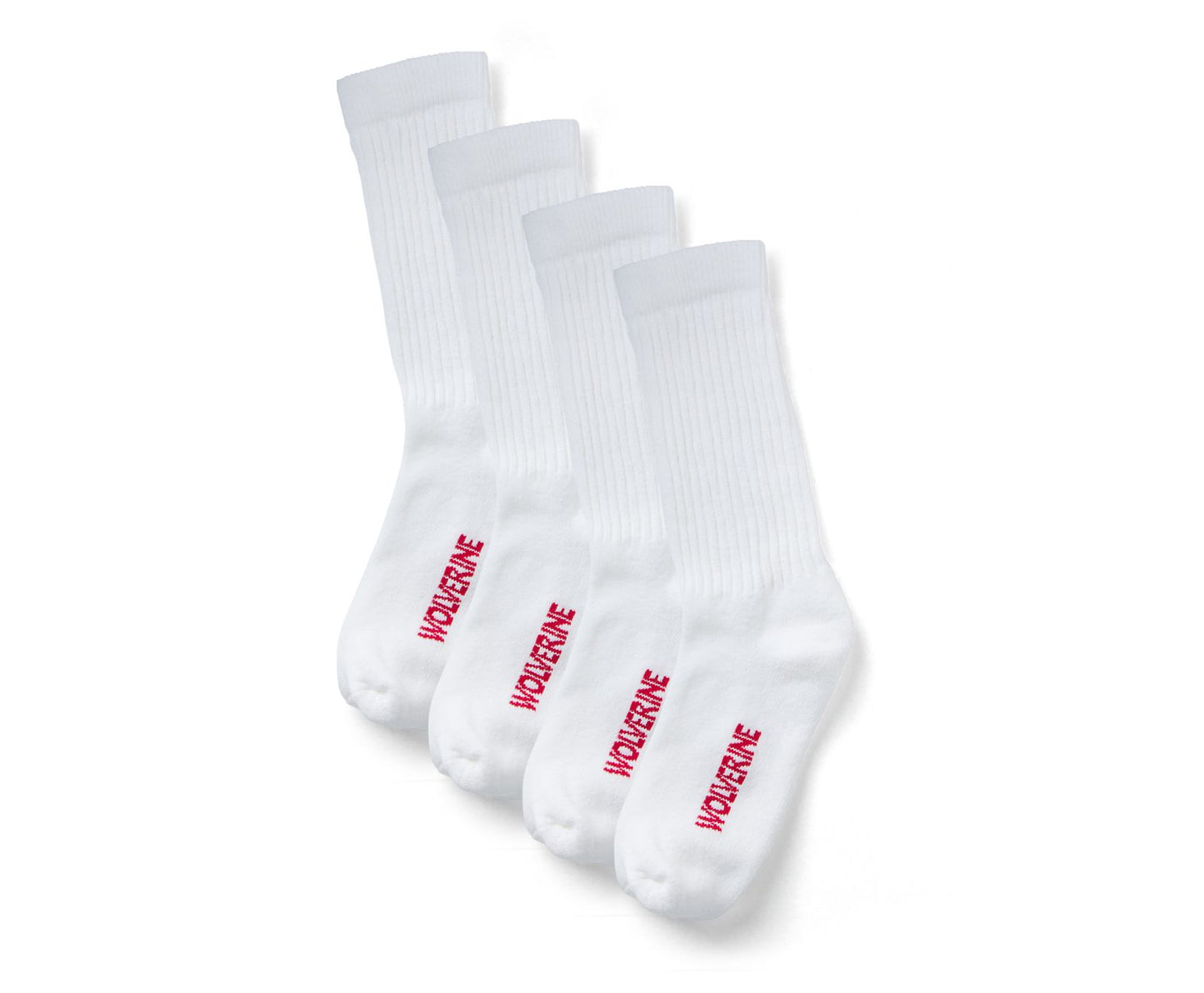 Wolverine White Cotton Crew Boot Socks 4 Pair