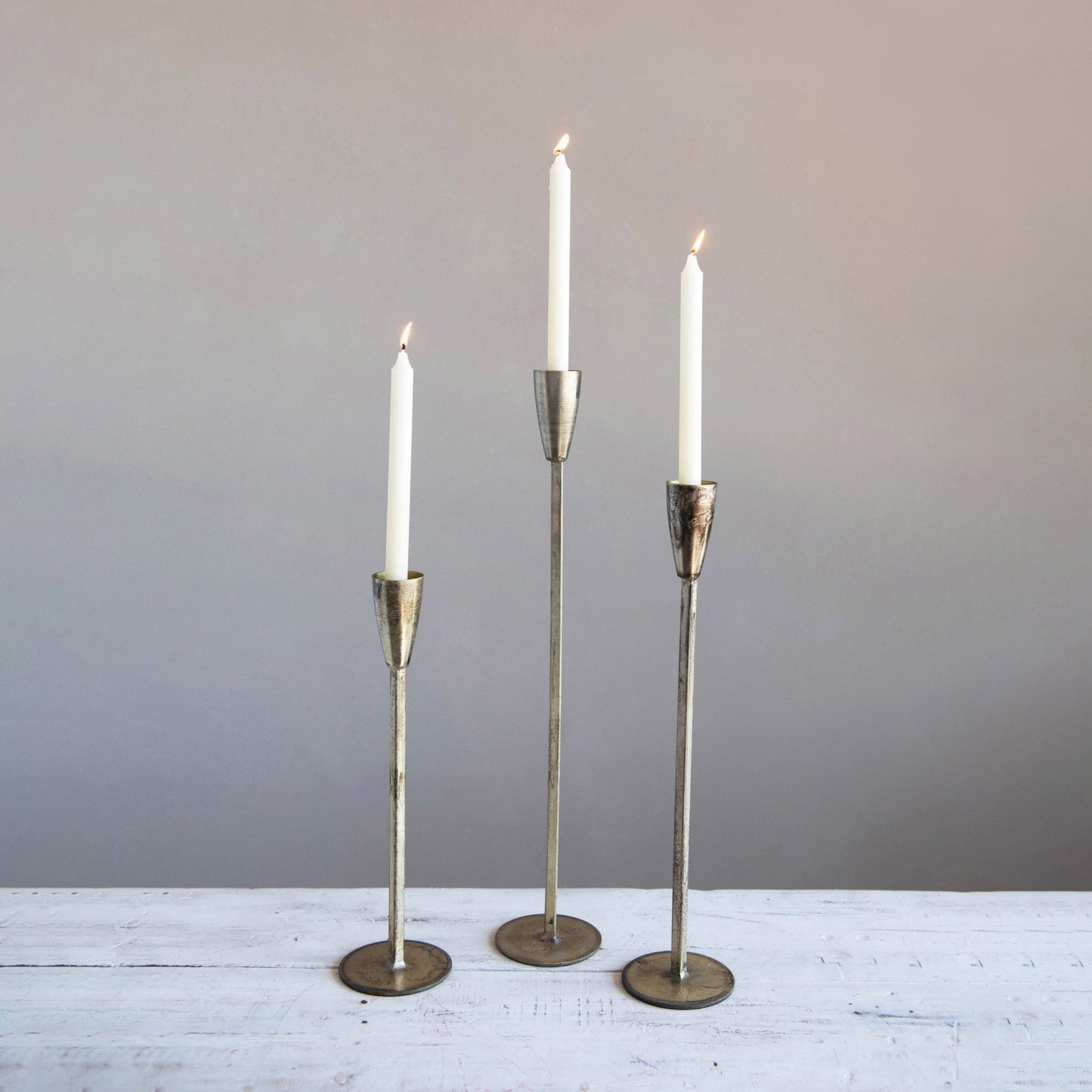 Metal Taper Holders with Antique Finish, Set of 3 by Creative Co-Op