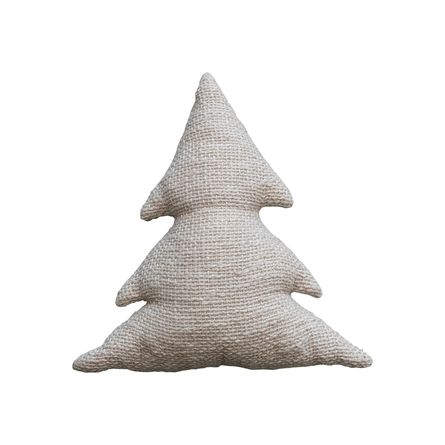 18"L x 18"H Woven Cotton Slub Tree Shaped Pillow w/ Metallic Gold Thread, Natural by Creative Co-Op