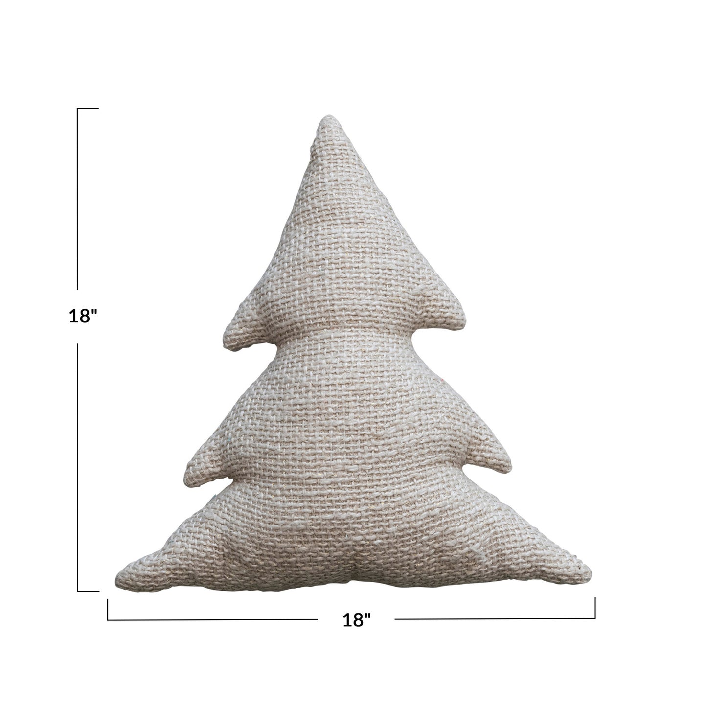 18"L x 18"H Woven Cotton Slub Tree Shaped Pillow w/ Metallic Gold Thread, Natural by Creative Co-Op