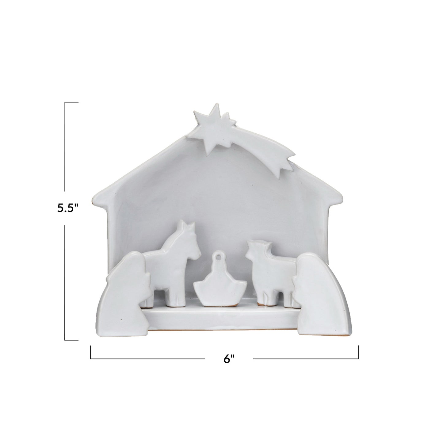 Stoneware Nativity, Reactive Glaze, White, Set of 6 (Each One Will Vary) by Creative Co-Op