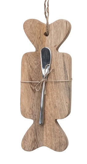 Mango Wood Board & Canape Knife, Set of 2 Tied with Jute, 6 Styles by Creative Co-Op