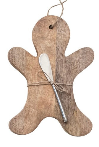 Mango Wood Board & Canape Knife, Set of 2 Tied with Jute, 6 Styles by Creative Co-Op