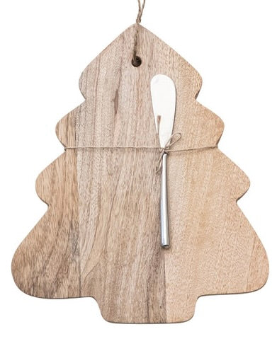 Mango Wood Board & Canape Knife, Set of 2 Tied with Jute, 6 Styles by Creative Co-Op