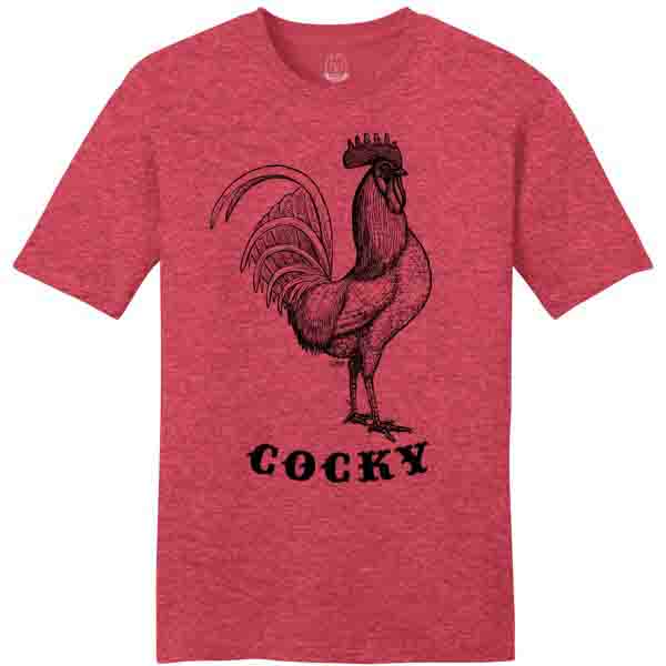 Cocky Unisex Fit Tee in Vintage Red by Mason Jar Label
