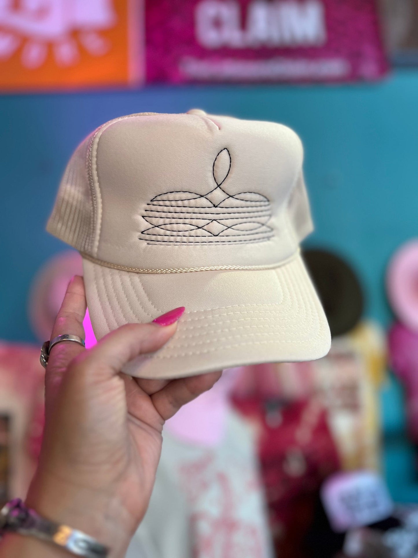 Western Boot Stitch Trucker Cap