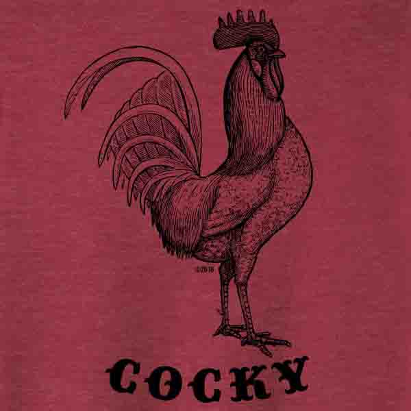 Cocky Unisex Fit Tee in Vintage Red by Mason Jar Label