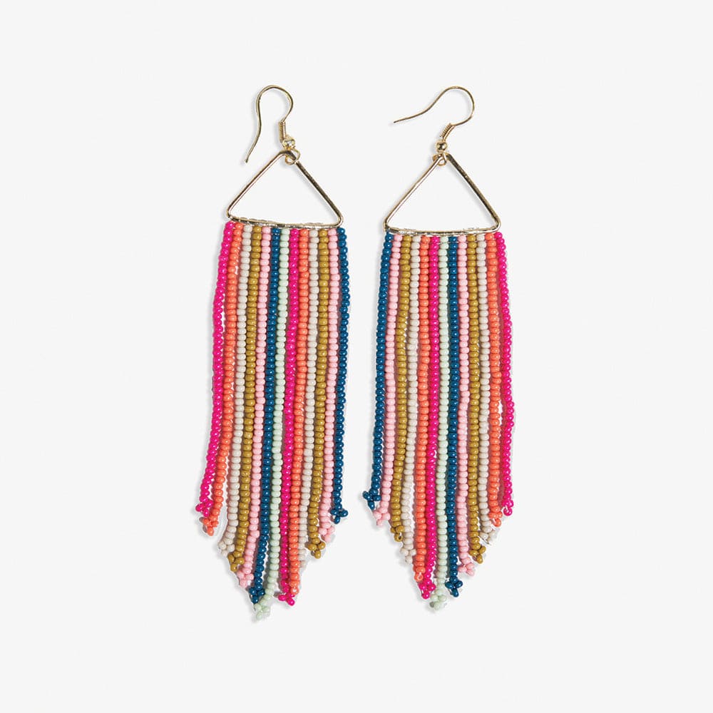 Emilie Vertical Stripe Beaded Fringe Earrings by Ink + Alloy