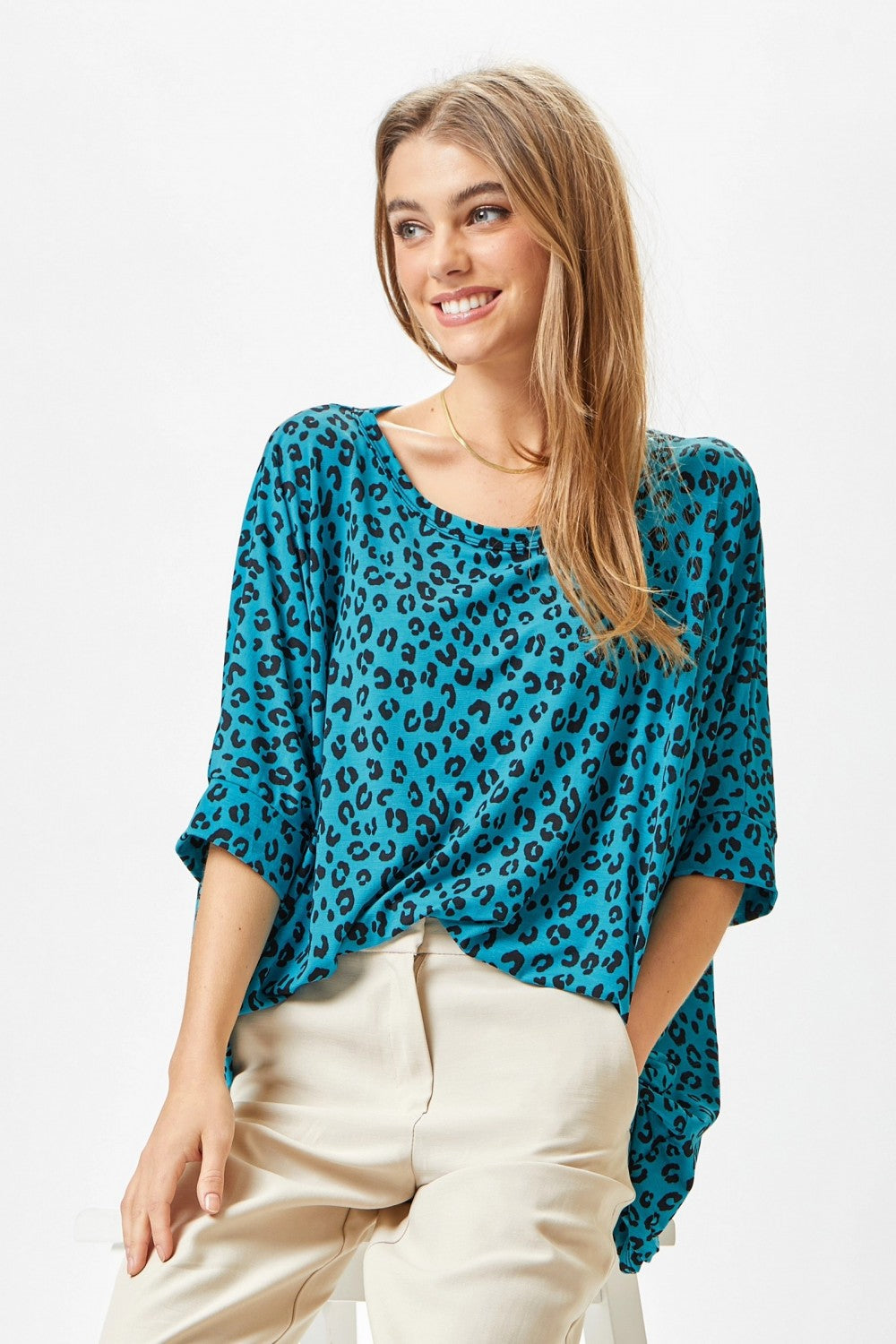 Leopard T-Shirt in Teal by Dear Scarlett