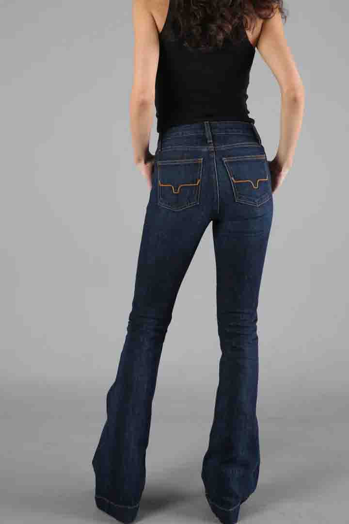 Jennifer Flare Leg High Rise Jeans in Blue by Kimes Ranch