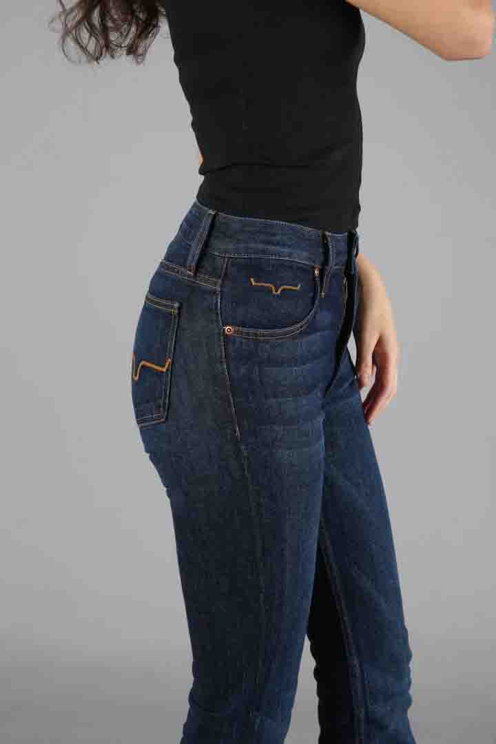 Jennifer Flare Leg High Rise Jeans in Blue by Kimes Ranch