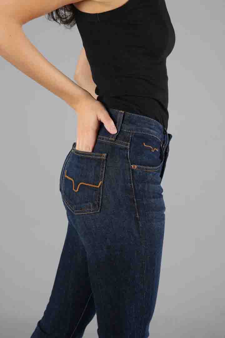 Jennifer Flare Leg High Rise Jeans in Blue by Kimes Ranch