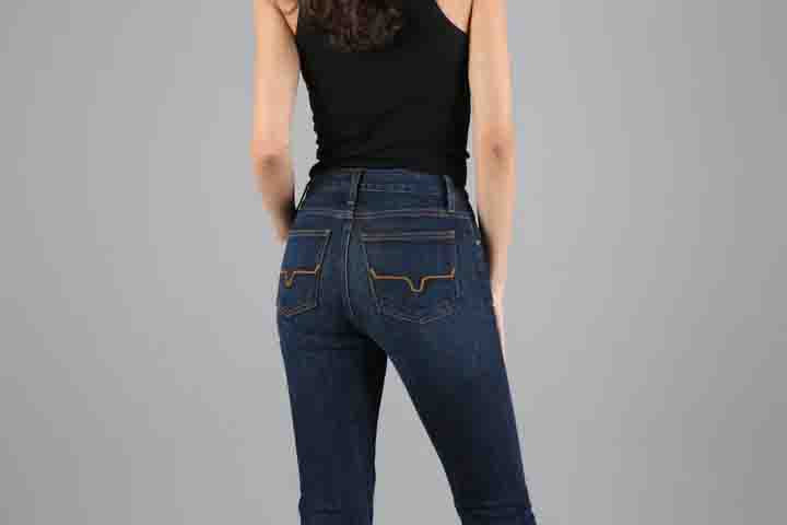 Jennifer Flare Leg High Rise Jeans in Blue by Kimes Ranch