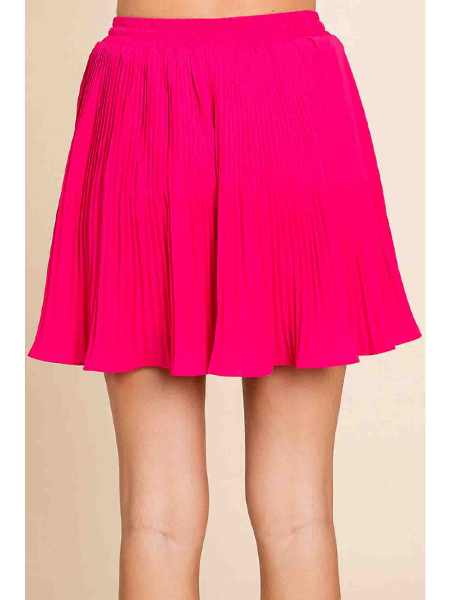 Solid Pleated Skirt in Hot Pink by Jodifl