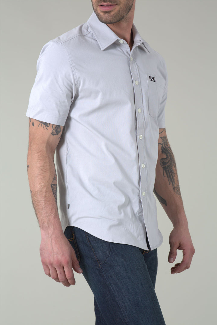 Linville Short Sleeve Dress Shirt in Silver White by Kimes Ranch
