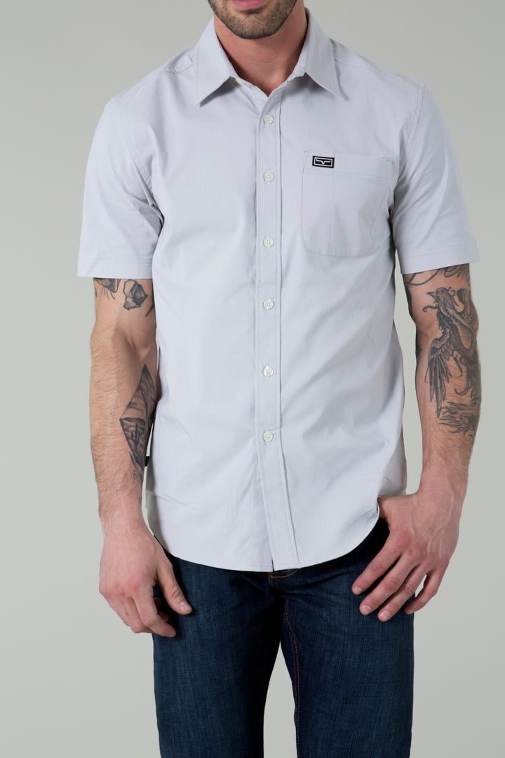 Linville Short Sleeve Dress Shirt in Silver White by Kimes Ranch