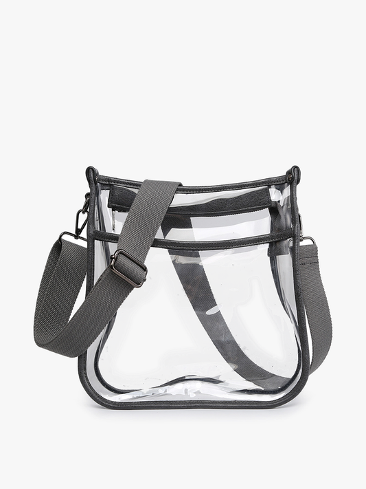 Posie Crossbody in Clear-Charcoal by Jen & Co