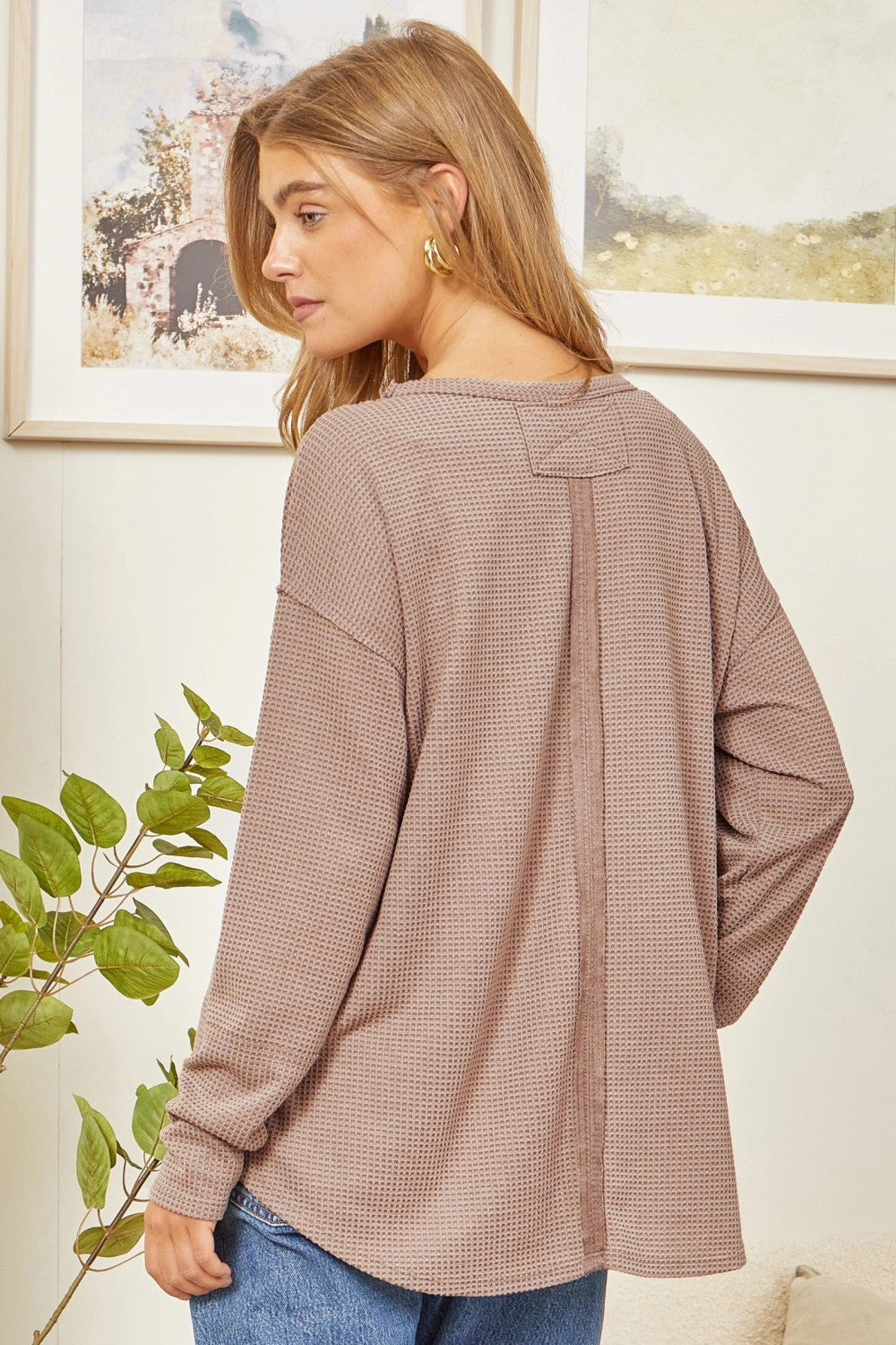Long Sleeve V Neck Thermal Top by Andree by Unit