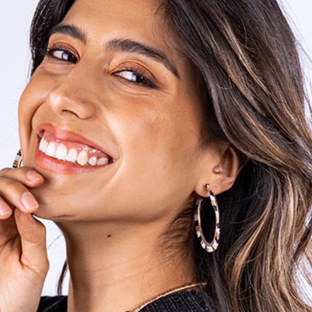 Nora Striped Hoop Earrings by Ink + Alloy