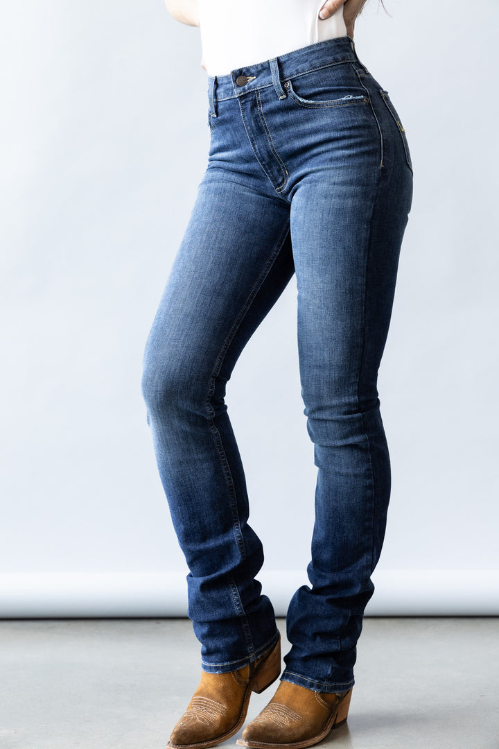Sarah Slim Bootcut Jeans in Blue by Kimes Ranch