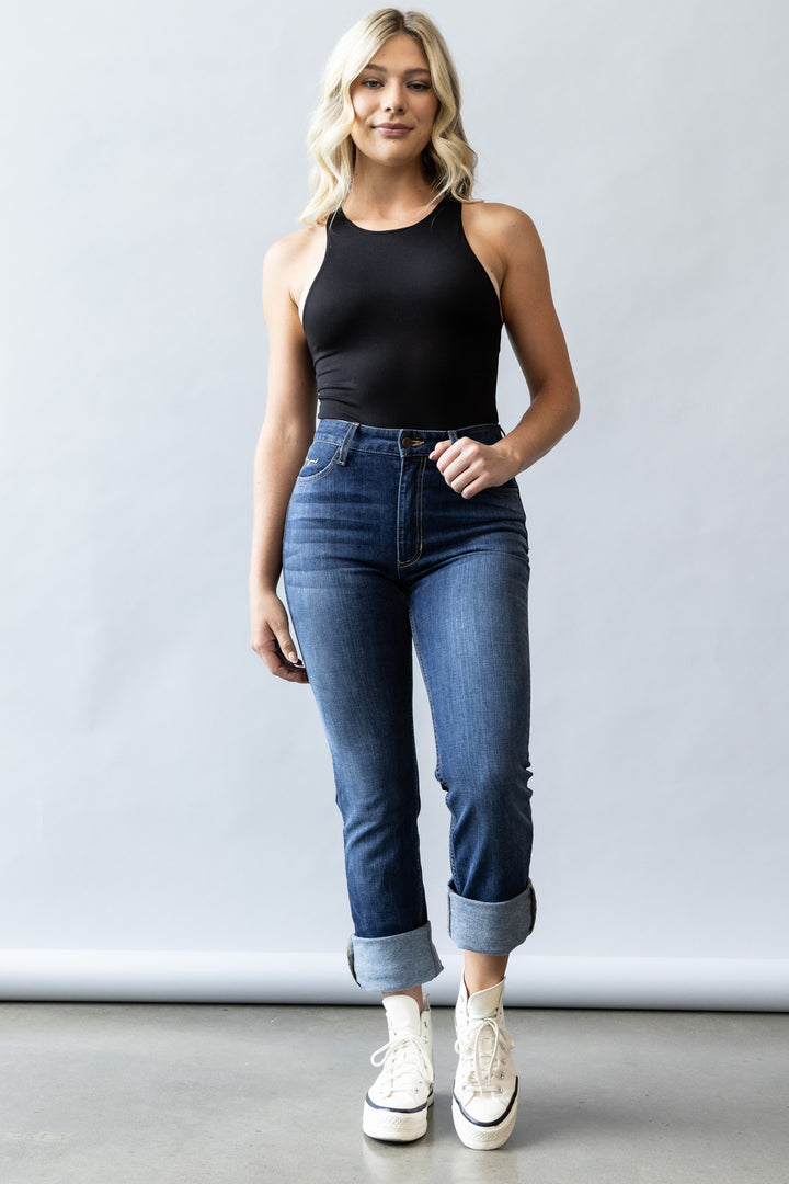 Sarah Slim Bootcut Jeans in Blue by Kimes Ranch