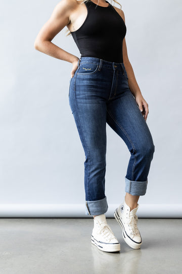 Sarah Slim Bootcut Jeans in Blue by Kimes Ranch