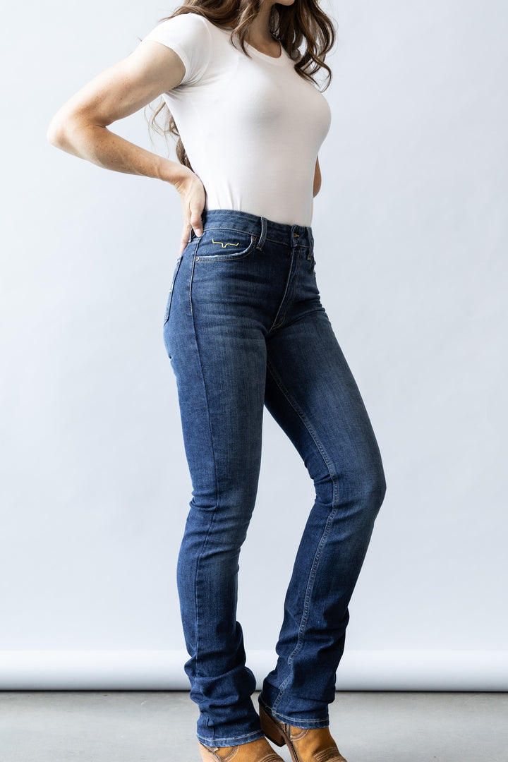 Sarah Slim Bootcut Jeans in Blue by Kimes Ranch