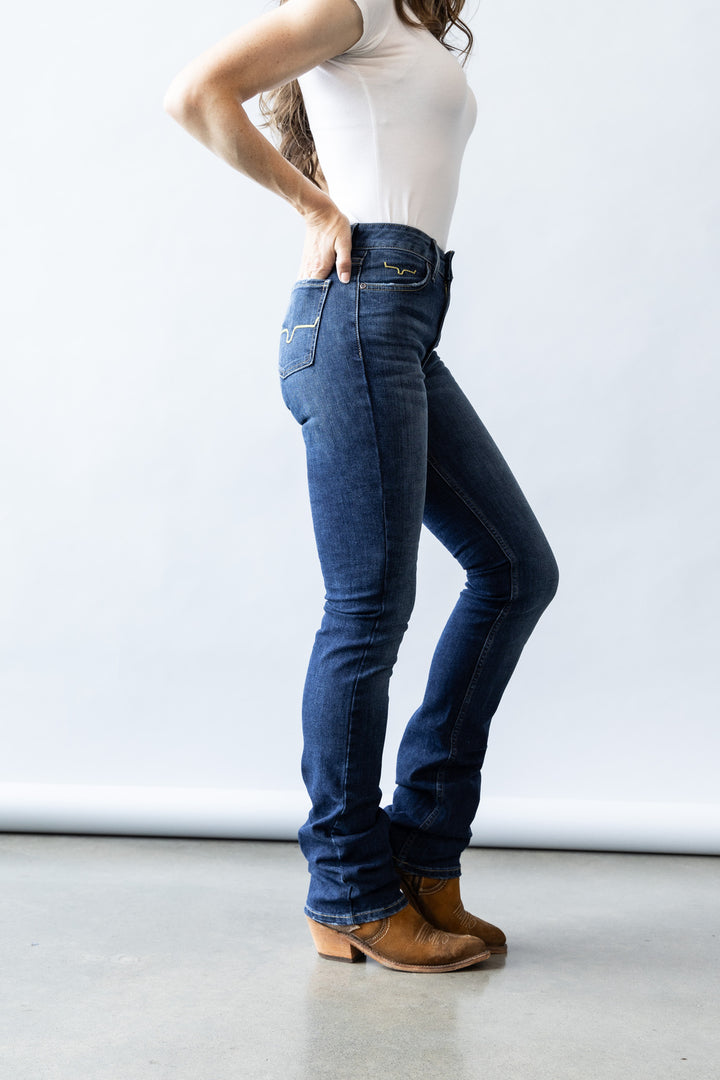Sarah Slim Bootcut Jeans in Blue by Kimes Ranch