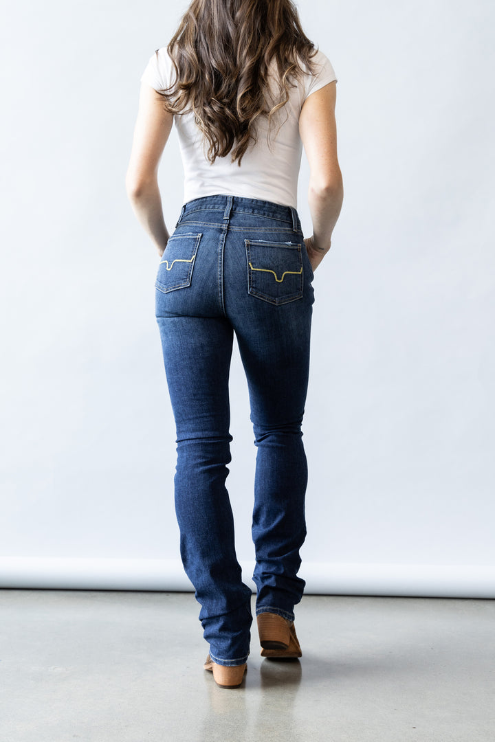 Sarah Slim Bootcut Jeans in Blue by Kimes Ranch