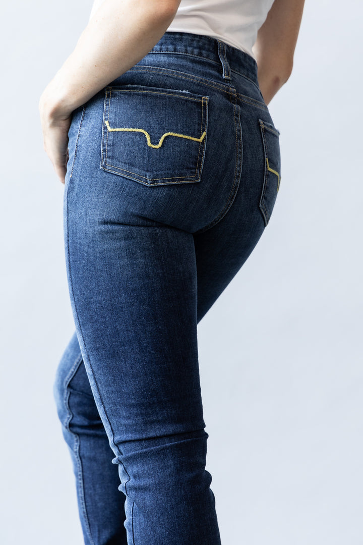 Sarah Slim Bootcut Jeans in Blue by Kimes Ranch