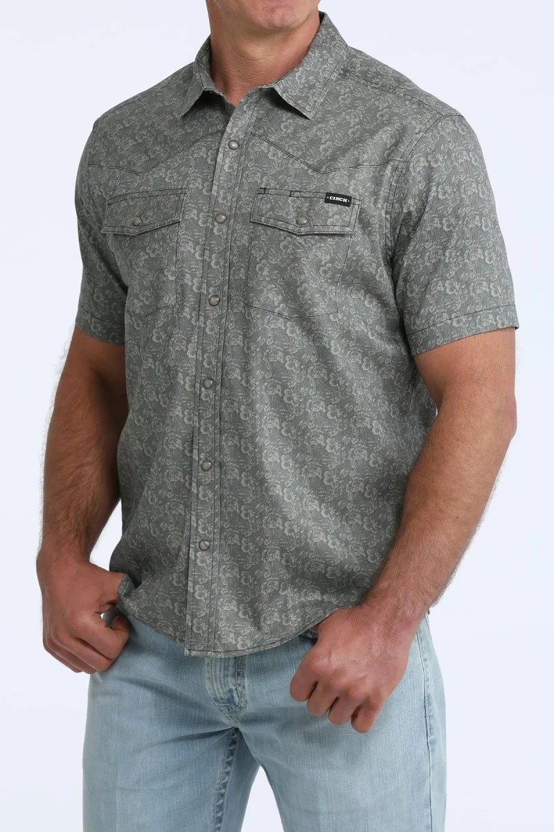 Cinch Mens Short-Sleeve Camp Shirt in Navy