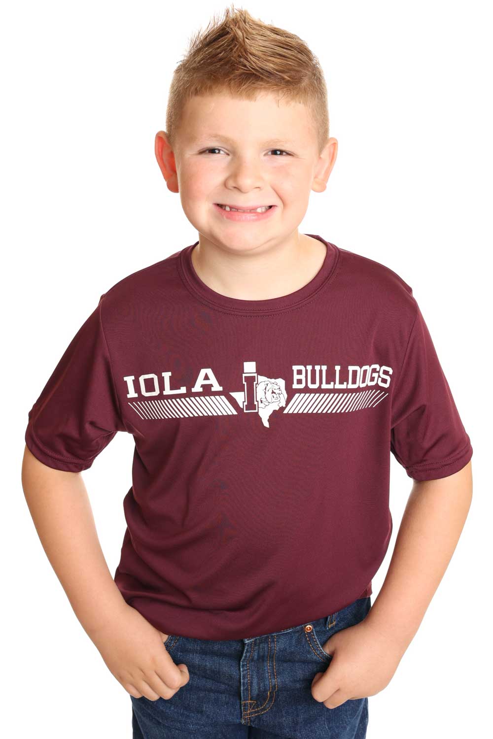 Iola Bulldogs Rising Performance Crew T-Shirt Maroon