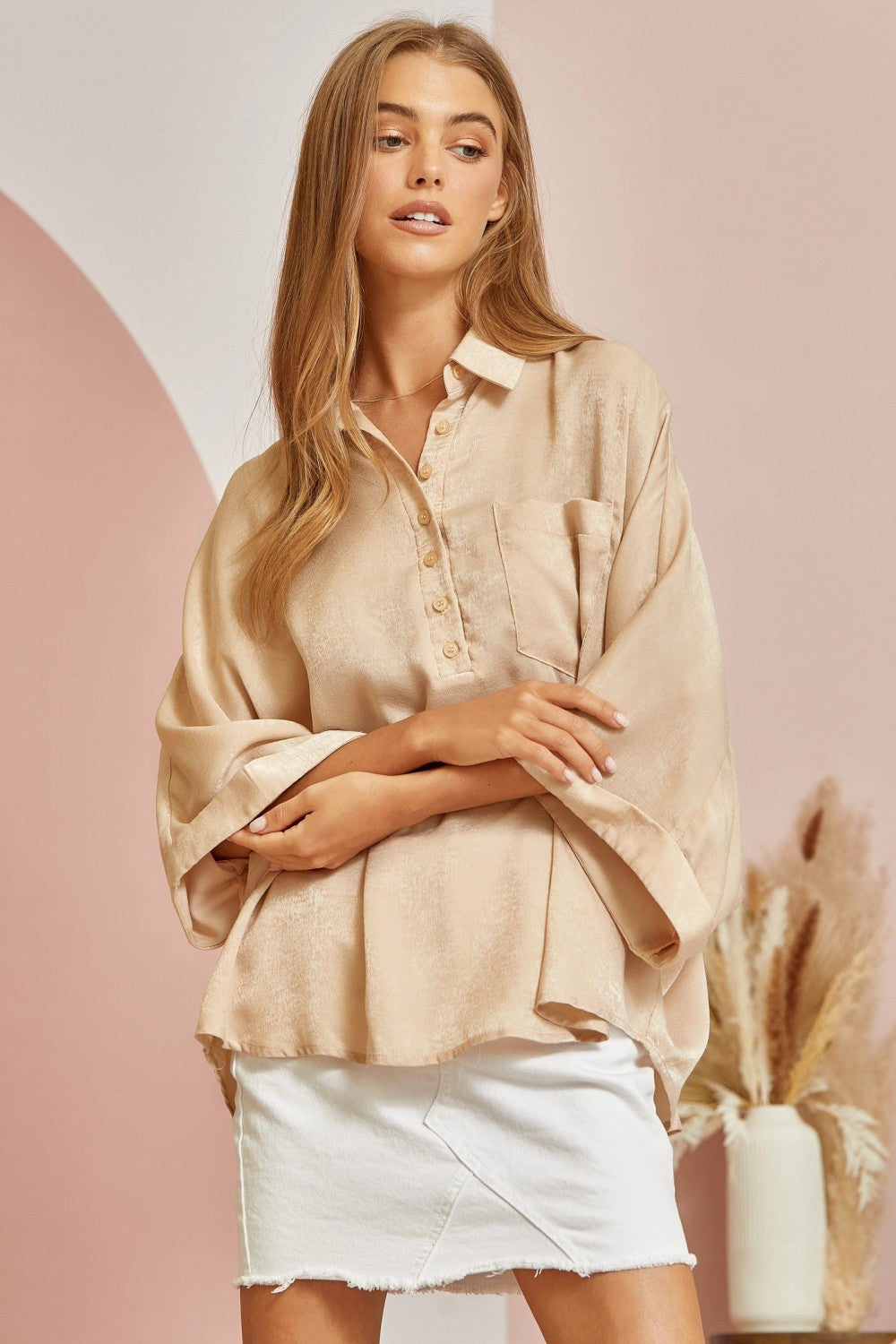 Chic Oversized Dolman Sleeve Top