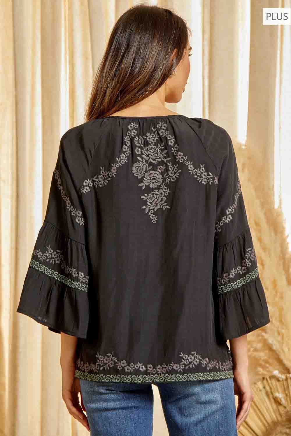 Floral Embroidered Tunic Plus Top