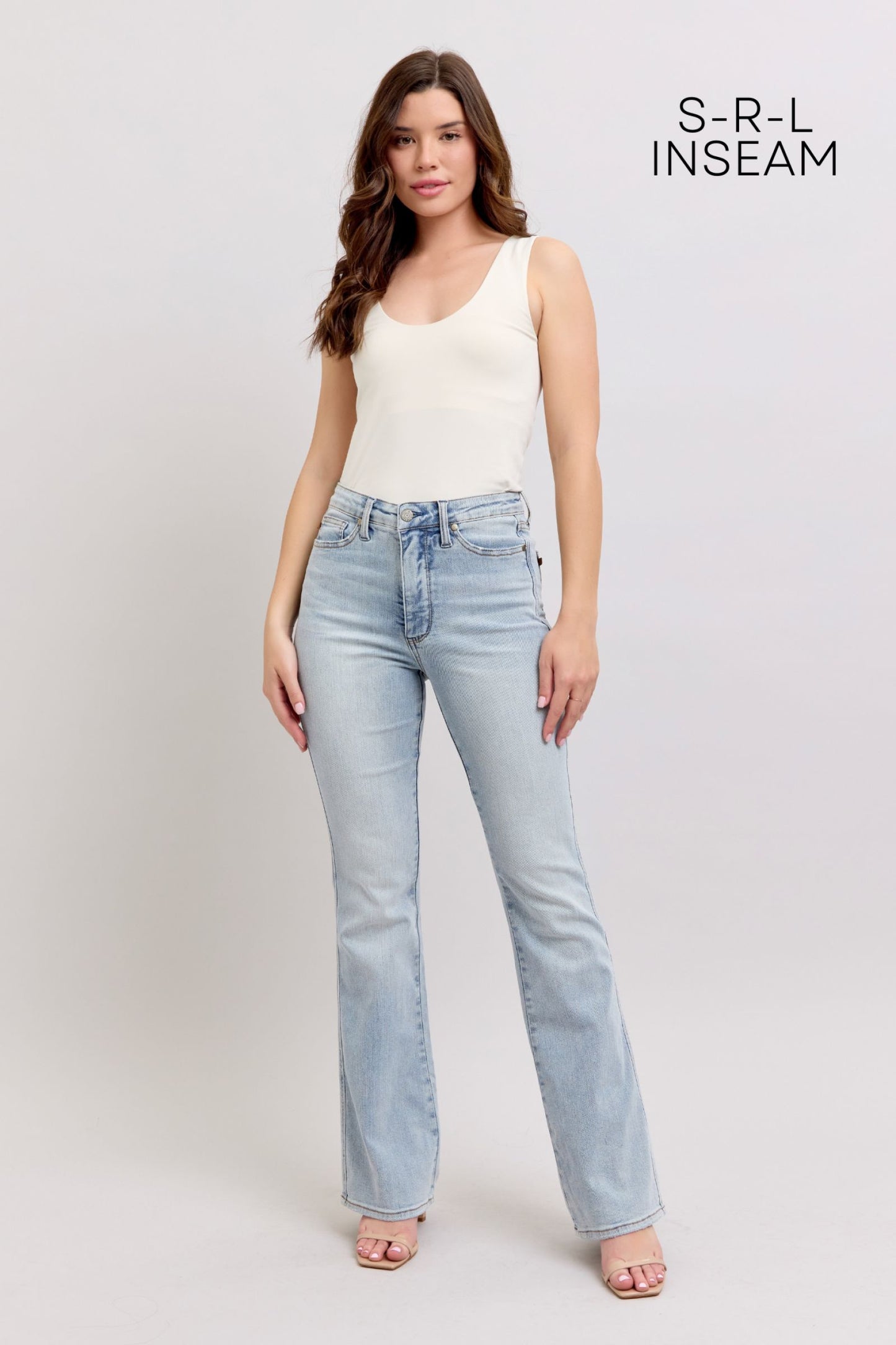 High Waisted Tummy Control Bootcut Jeans in Light Blue by Judy Blue