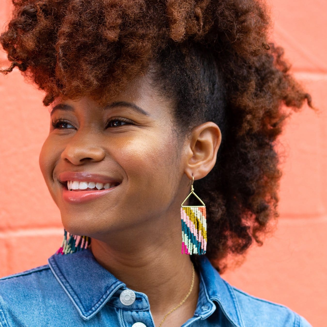 Whitney Diagonal Stripe Beaded Fringe Earrings by Ink + Alloy