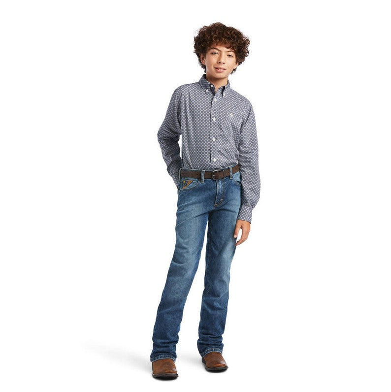 Boys Bo Shirt LSL Carbon Blue