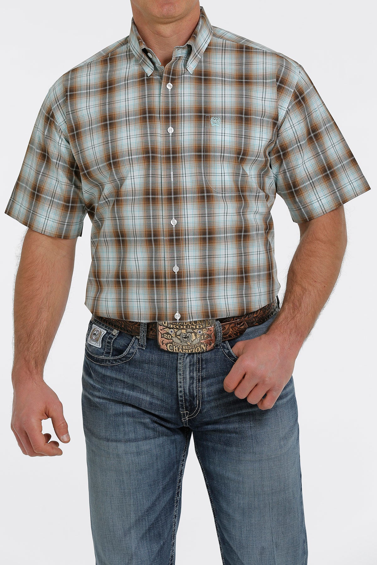 Cinch Cotton SSL Plaid BD Brown