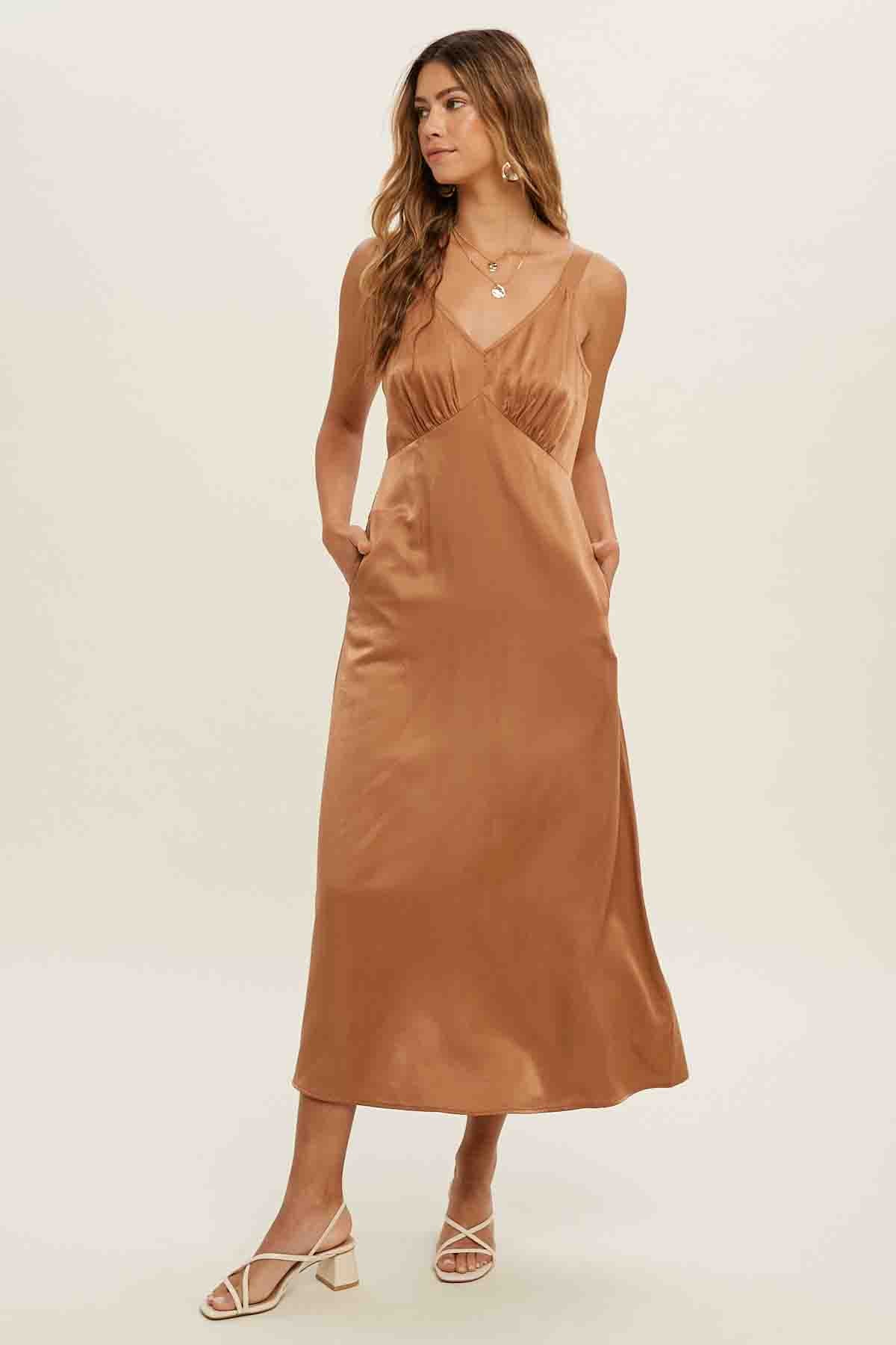Gucci Satin Midi Dress Pockets