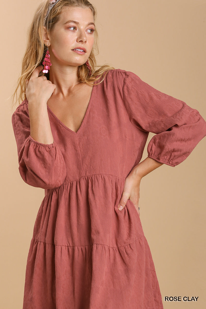 Umgee LS VNeck Maxi Dress