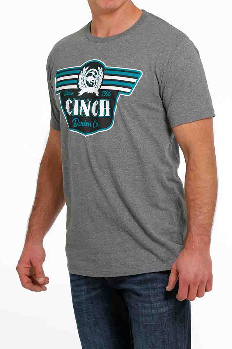 Cinch Mens TShirt Script HGray
